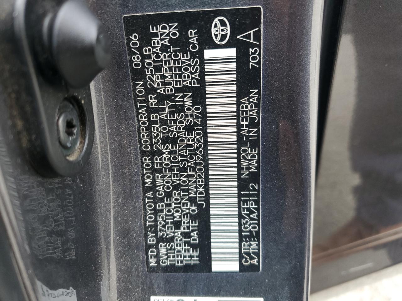 JTDKB20U963201470 2006 Toyota Prius