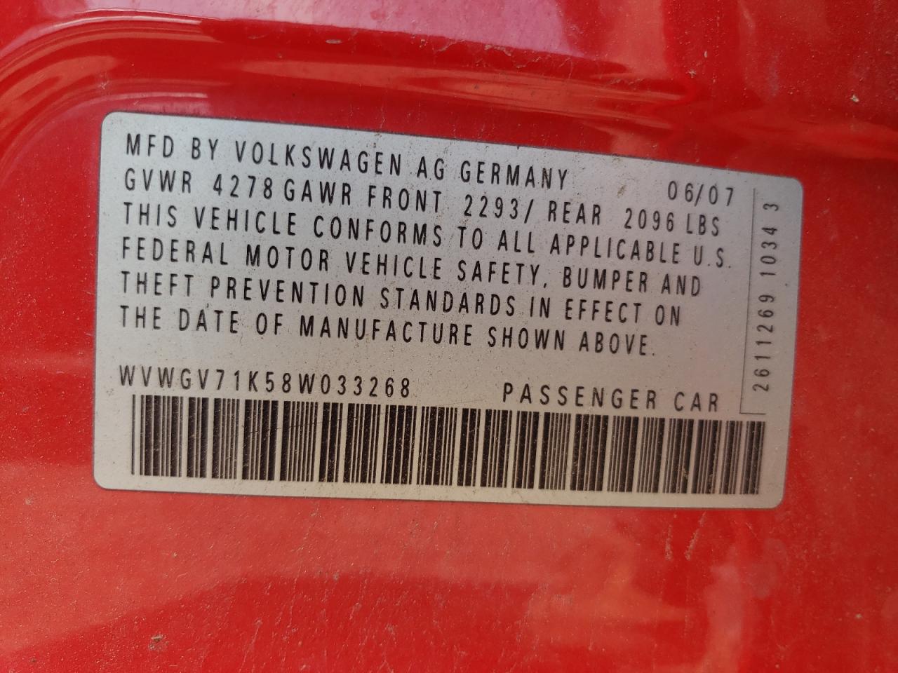 WVWGV71K58W033268 2008 Volkswagen Gti