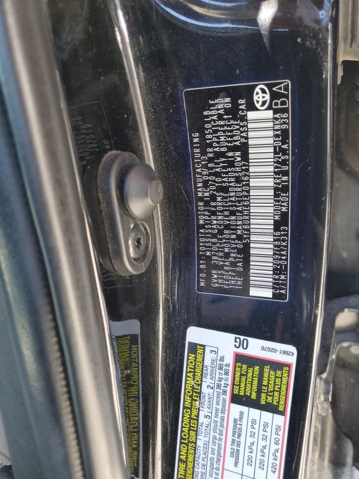 5YFBURHE6EP016217 2014 Toyota Corolla L