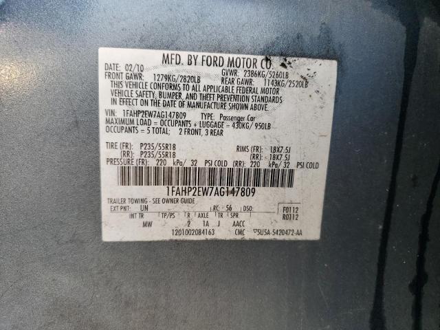 2010 Ford Taurus Sel VIN: 1FAHP2EW7AG147809 Lot: 59145164