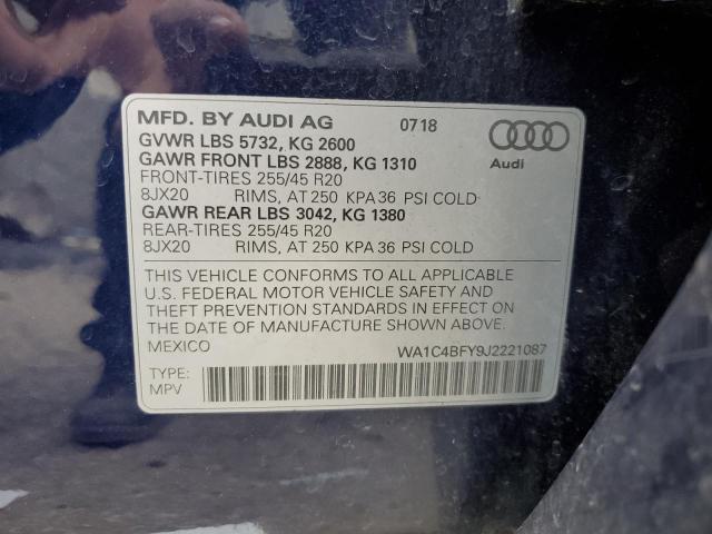 2018 Audi Sq5 Prestige VIN: WA1C4BFY9J2221087 Lot: 58471344