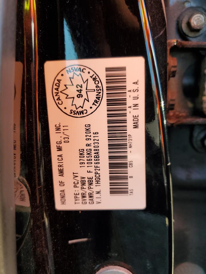 1HGCP2F66BA803216 2011 Honda Accord Se