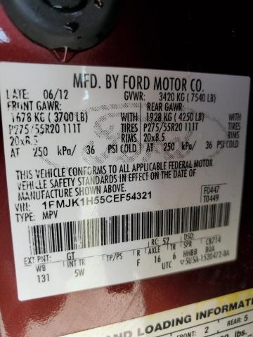 2012 Ford Expedition El Xlt VIN: 1FMJK1H55CEF54321 Lot: 56997714