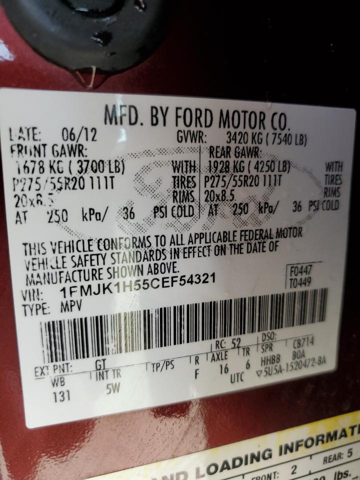 1FMJK1H55CEF54321 2012 Ford Expedition El Xlt