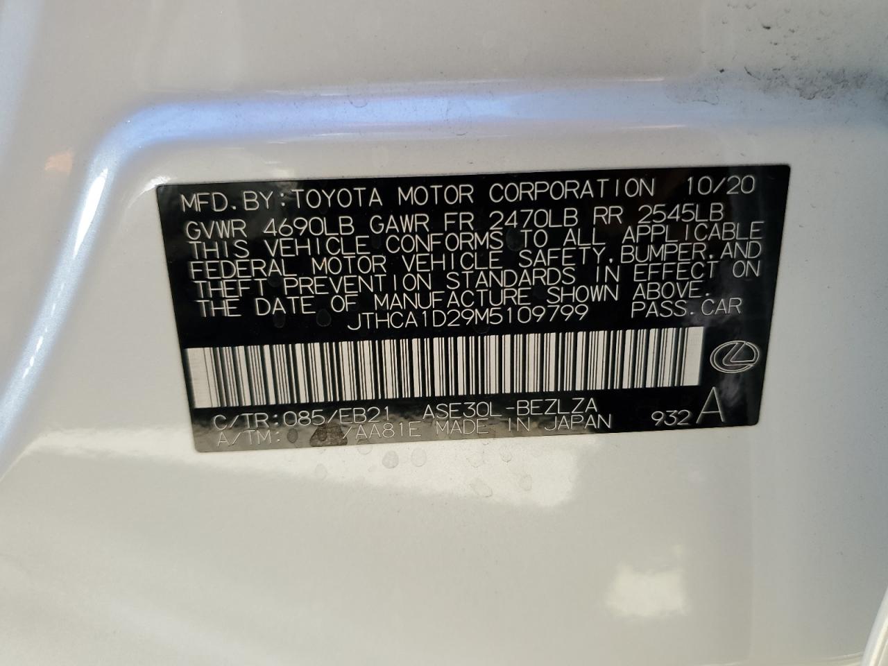 JTHCA1D29M5109799 2021 Lexus Is 300