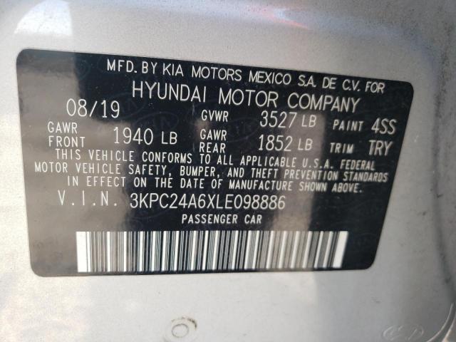 2020 Hyundai Accent Se VIN: 3KPC24A6XLE098886 Lot: 61112914
