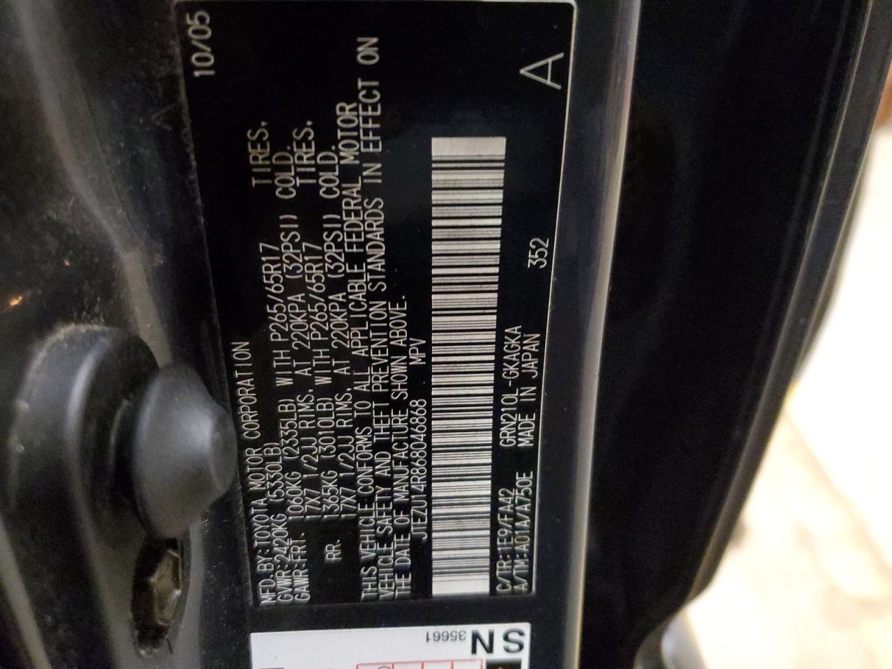 JTEZU14R868046868 2006 Toyota 4Runner Sr5