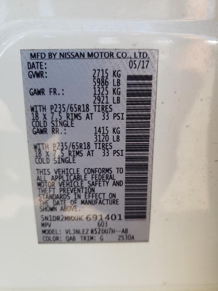 5N1DR2MMXHC691401 2017 Nissan Pathfinder S