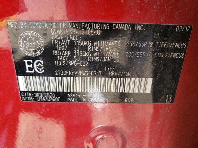 2017 Toyota Rav4 Se VIN: 2T3JFREV2HW616317 Lot: 59326734