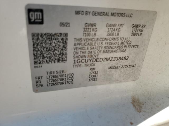 2021 Chevrolet Silverado K1500 Lt VIN: 1GCUYDED2MZ338482 Lot: 57478124