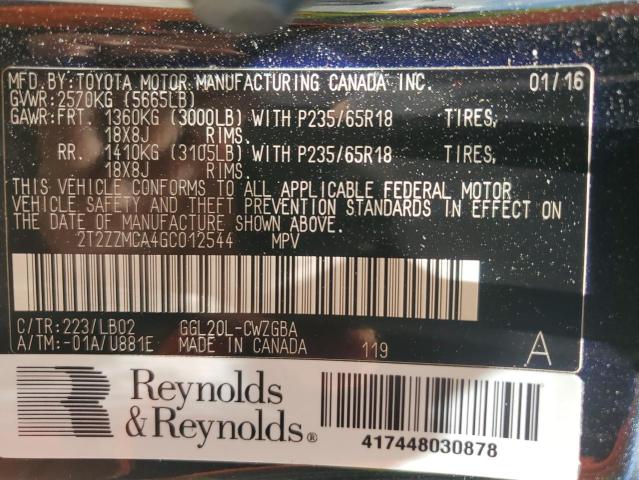 2016 Lexus Rx 350 VIN: 2T2ZZMCA4GC012544 Lot: 59240754