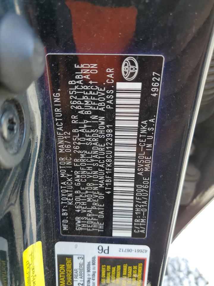 4T1BF1FK8CU123981 2012 Toyota Camry Base