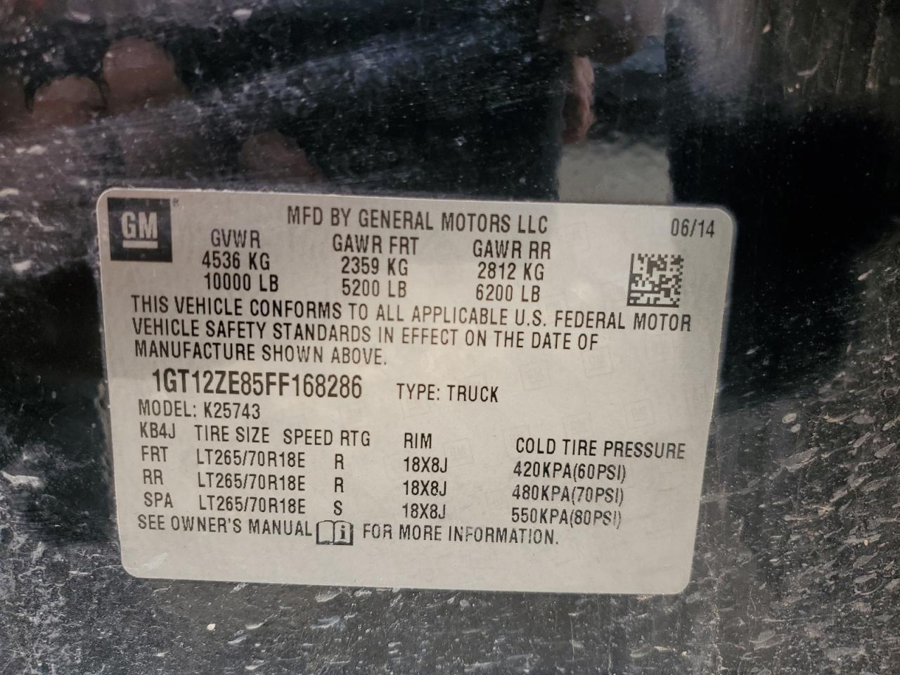 1GT12ZE85FF168286 2015 GMC Sierra K2500 Slt