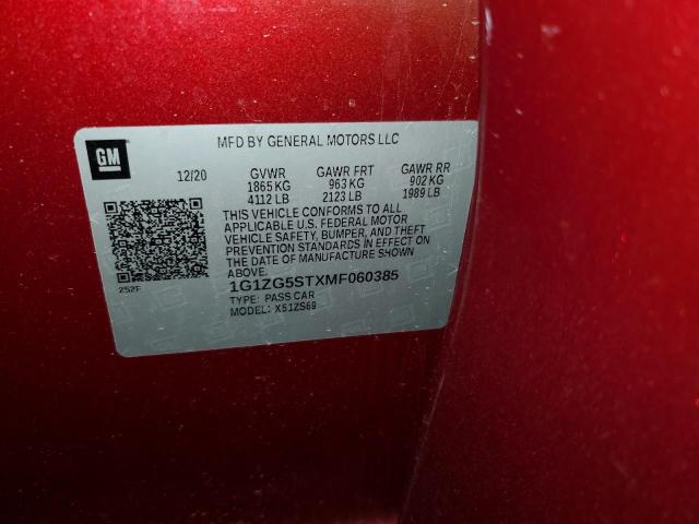 2021 Chevrolet Malibu Rs VIN: 1G1ZG5STXMF060385 Lot: 57324324