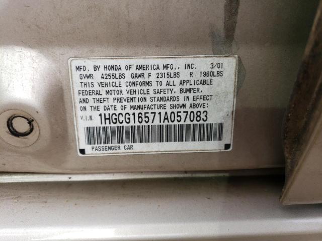 2001 Honda Accord Ex VIN: 1HGCG16571A057083 Lot: 58880654