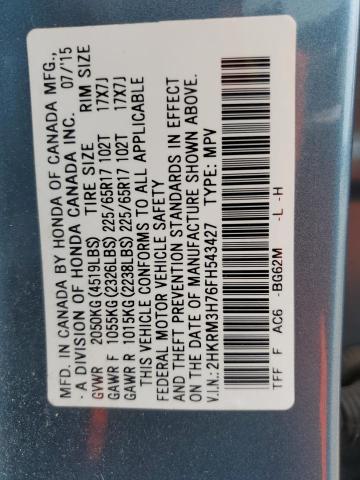 2015 Honda Cr-V Exl VIN: 2HKRM3H76FH543427 Lot: 57663964