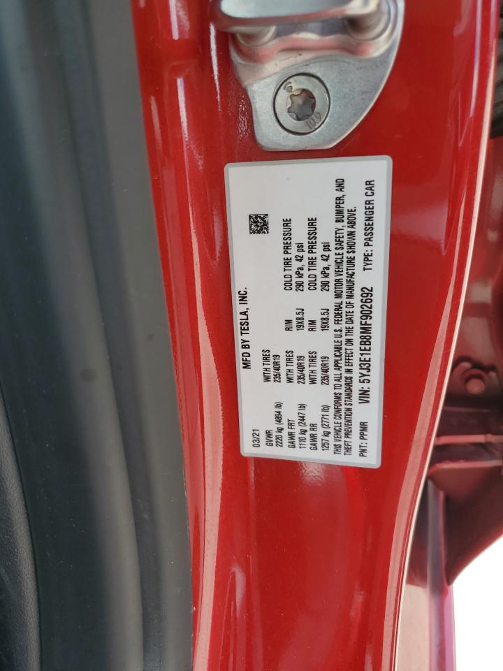 5YJ3E1EB8MF902692 2021 Tesla Model 3