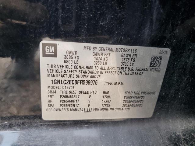 2015 Chevrolet Tahoe Police VIN: 1GNLC2EC0FR598976 Lot: 59346324