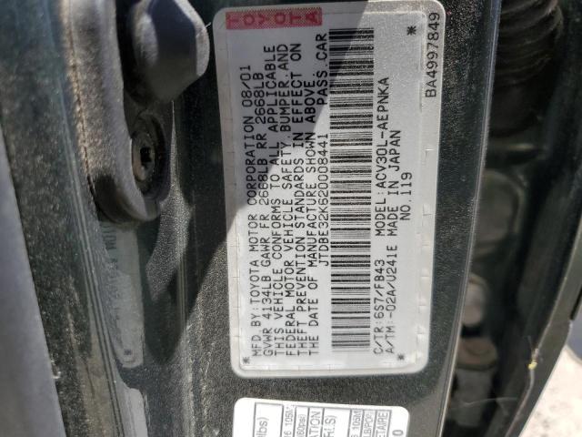 JTDBE32K620008441 2002 Toyota Camry Le