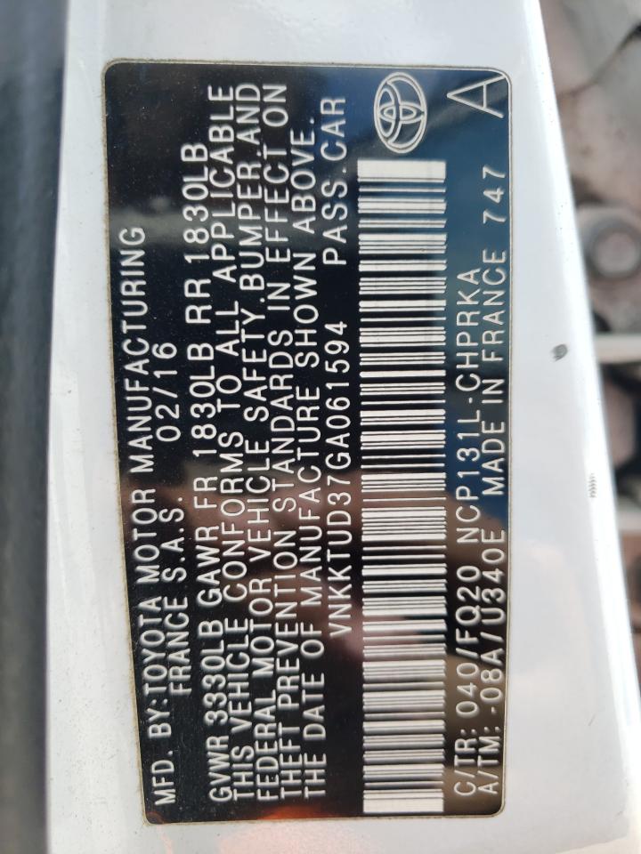 VNKKTUD37GA061594 2016 Toyota Yaris L