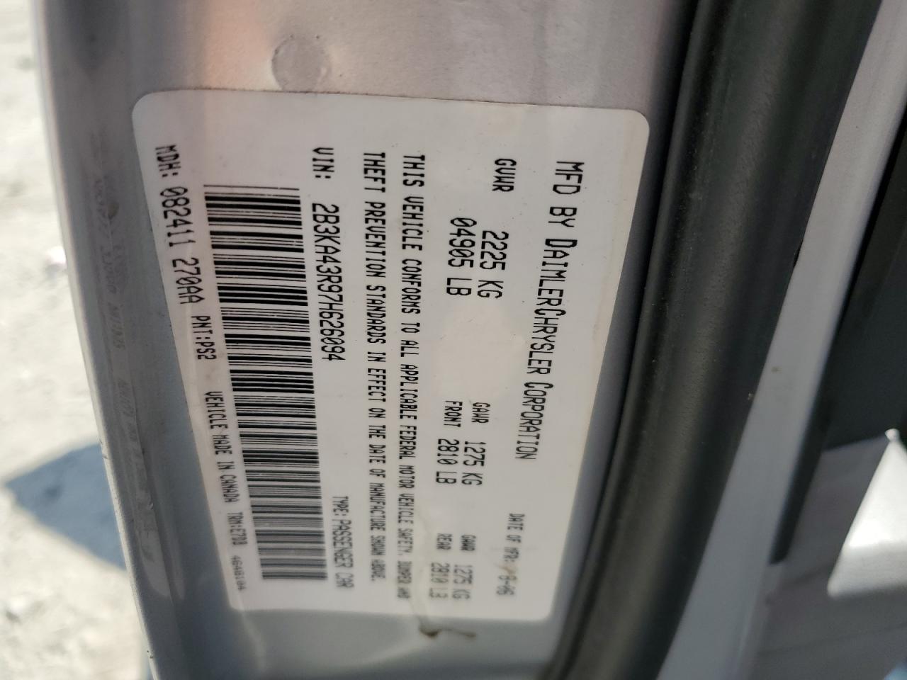 2B3KA43R97H626094 2007 Dodge Charger Se