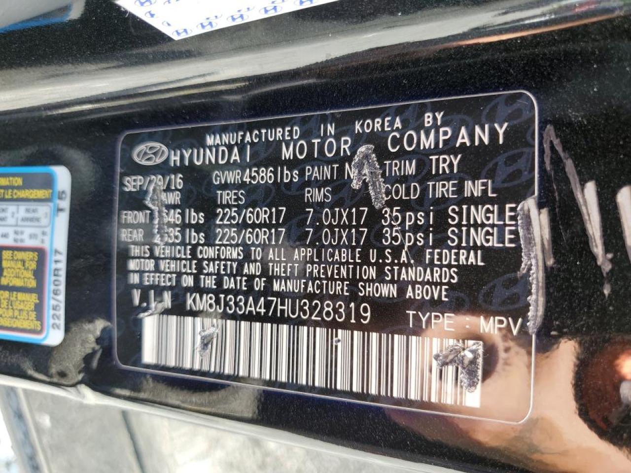 KM8J33A47HU328319 2017 Hyundai Tucson Limited