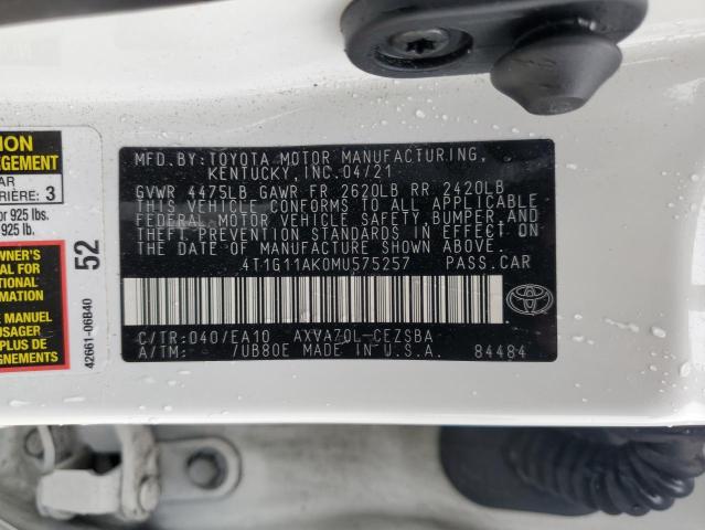 VIN 4T1G11AK0MU575257 2021 Toyota Camry, SE no.13