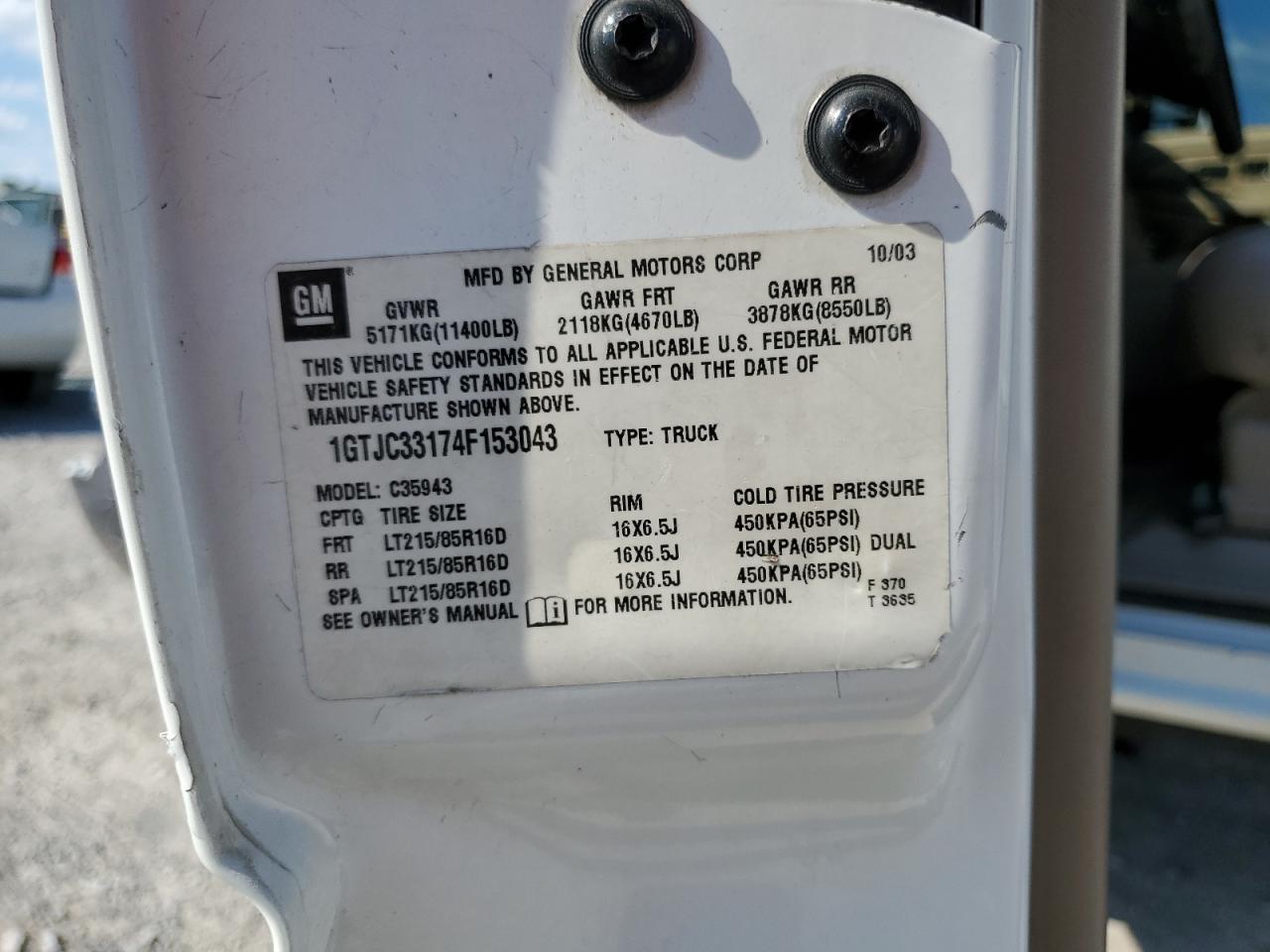 1GTJC33174F153043 2004 GMC New Sierra C3500