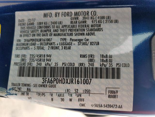 3FA6P0HDXJR161007 2018 FORD FUSION - Image 12