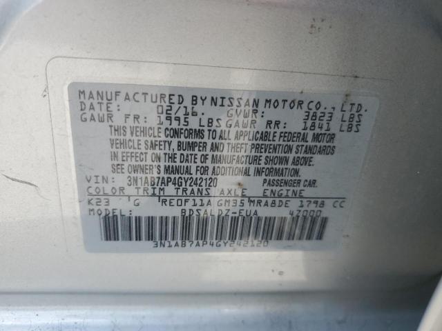 2016 NISSAN SENTRA S - 3N1AB7AP4GY242120