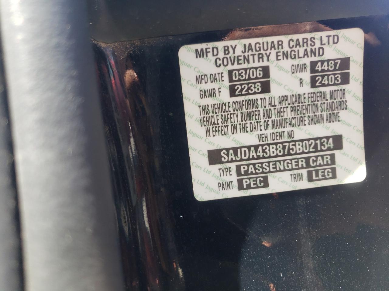 SAJDA43B875B02134 2007 Jaguar Xk