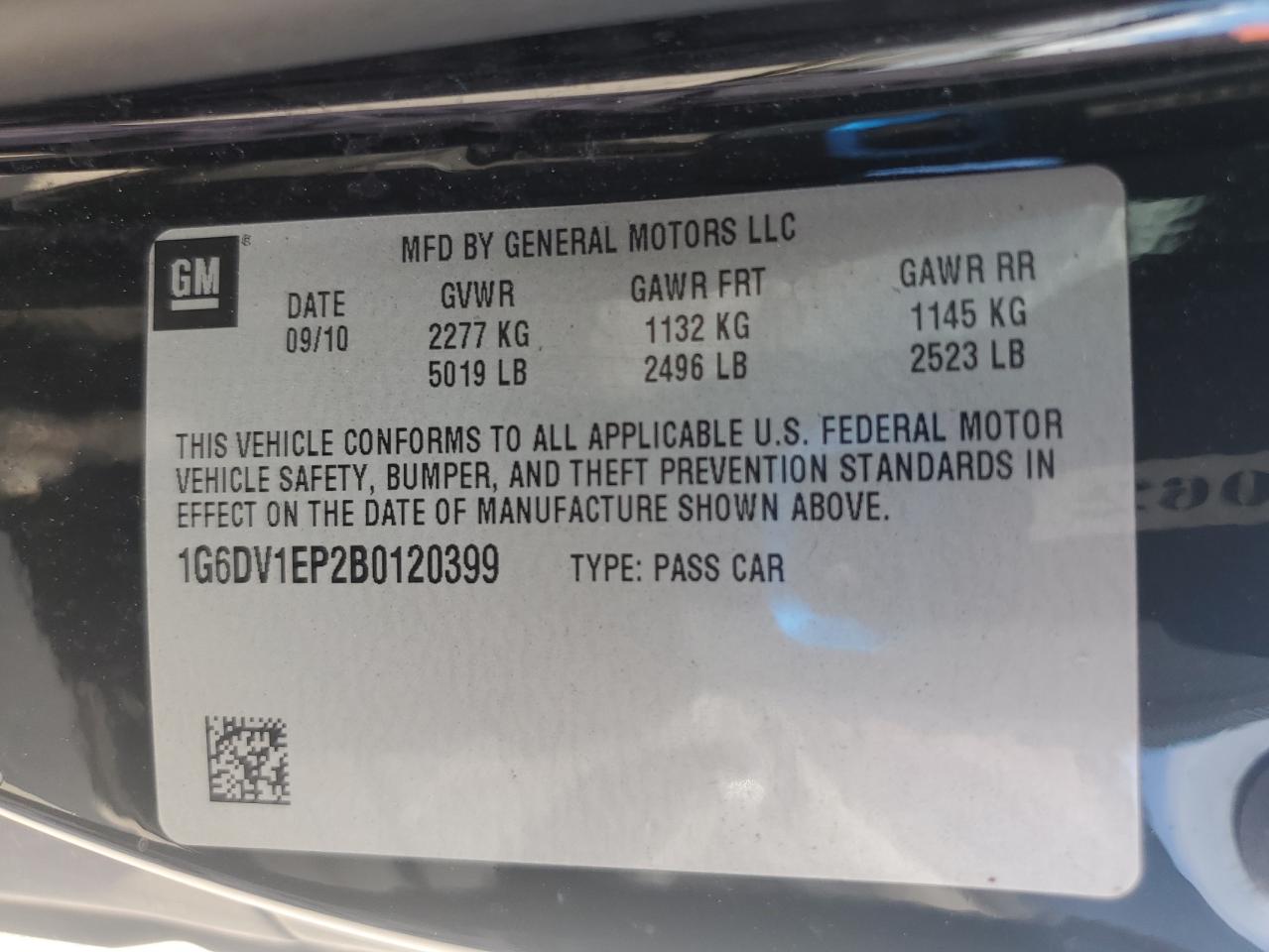 1G6DV1EP2B0120399 2011 Cadillac Cts-V