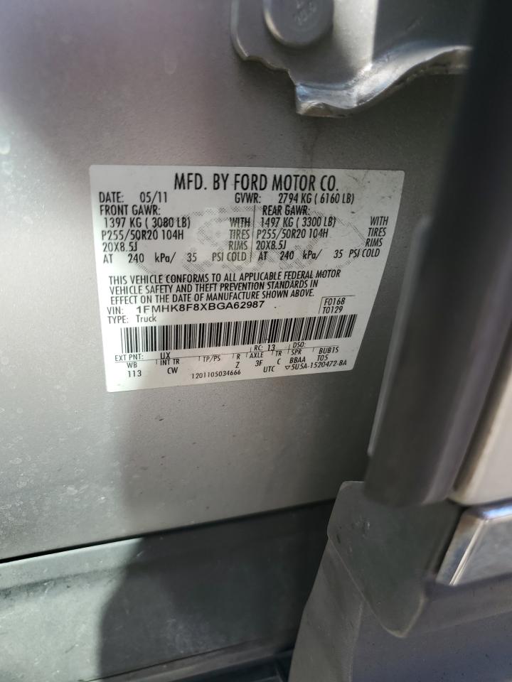 1FMHK8F8XBGA62987 2011 Ford Explorer Limited