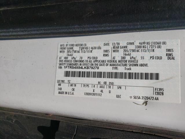 2020 Ford Transit T-350 Hd VIN: 1FTRS4X84LKB79270 Lot: 58016474
