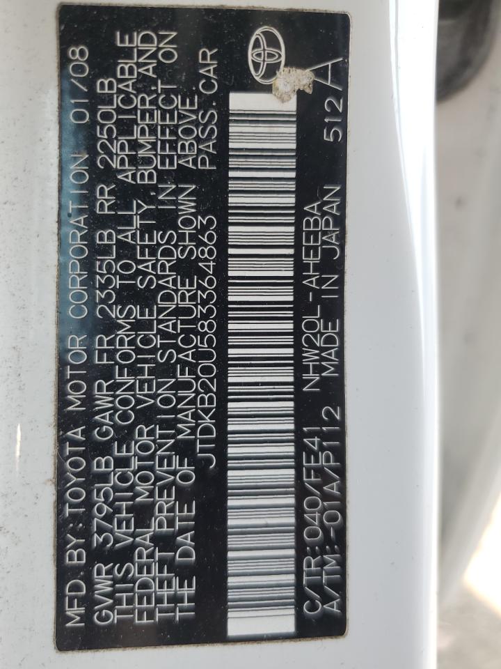 JTDKB20U583364863 2008 Toyota Prius