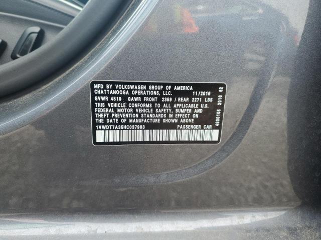 2017 Volkswagen Passat R-Line VIN: 1VWDT7A35HC037983 Lot: 59992814