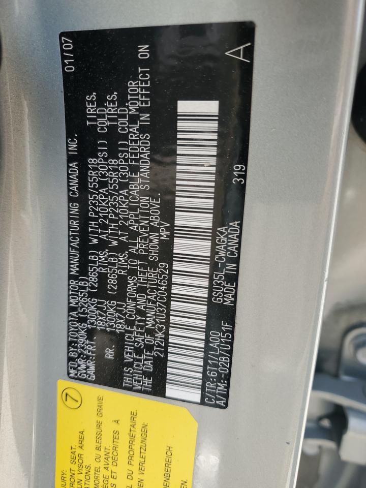 2T2HK31U37C046529 2007 Lexus Rx 350