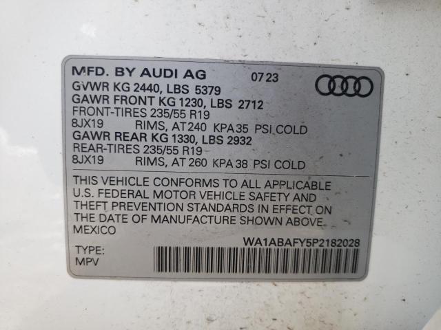 2023 Audi Q5 Premium 40 VIN: WA1ABAFY5P2182028 Lot: 57132654