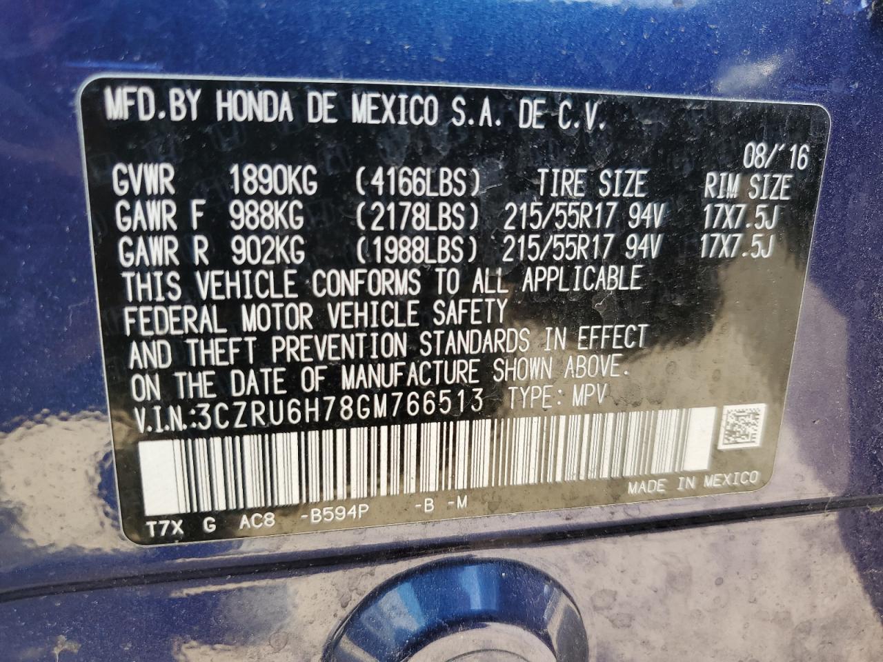 3CZRU6H78GM766513 2016 Honda Hr-V Exl