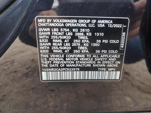 2023 Volkswagen Atlas Se VIN: 1V2WR2CA2PC522975 Lot: 60068794