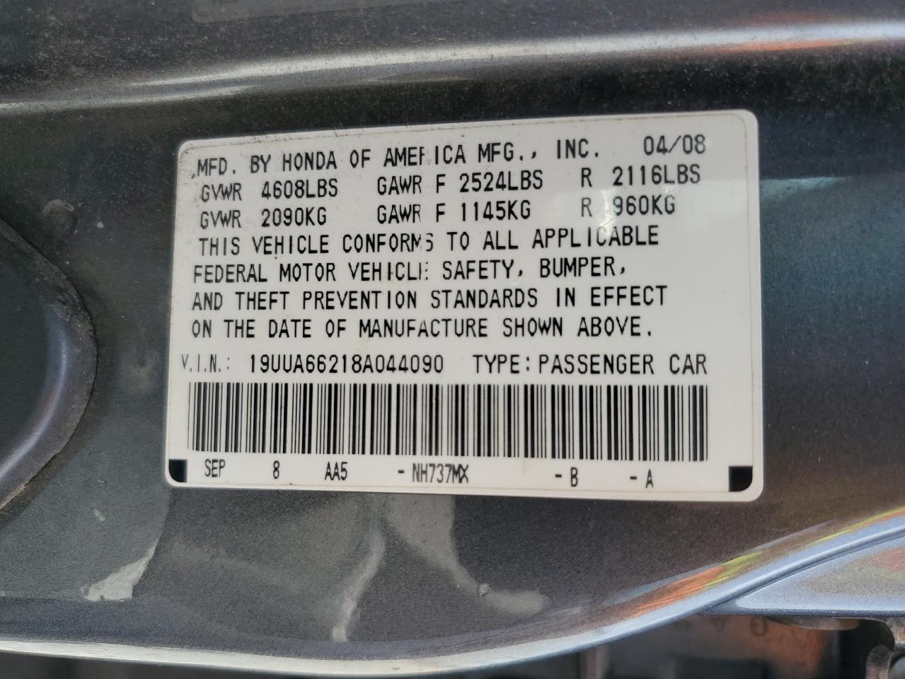 19UUA66218A044090 2008 Acura Tl