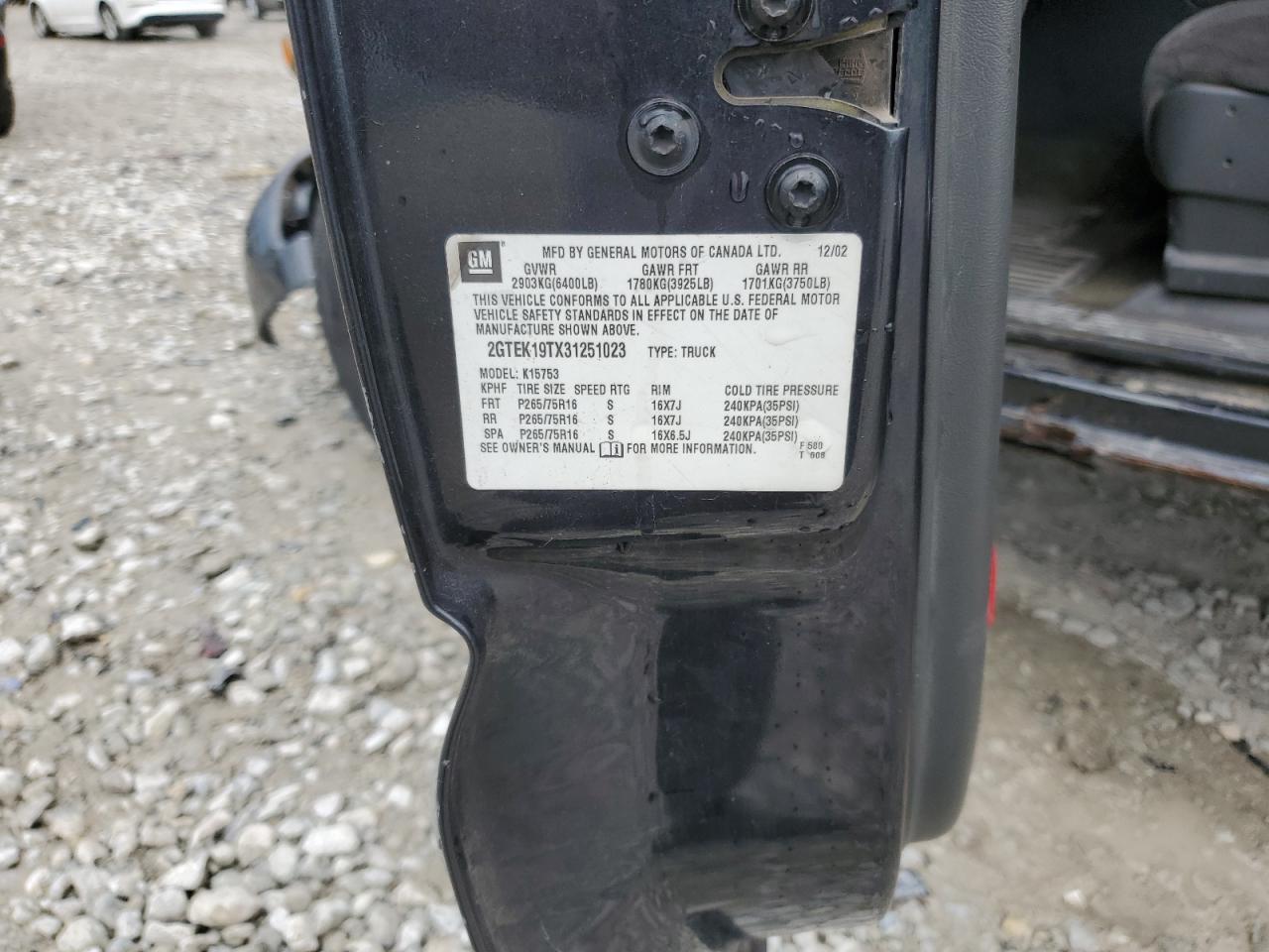 2GTEK19TX31251023 2003 GMC New Sierra K1500