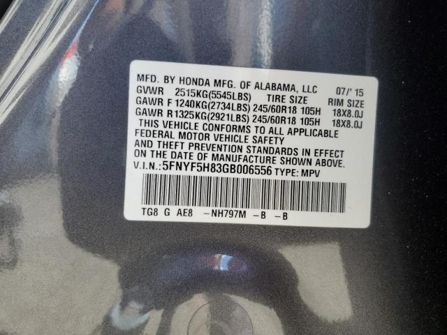 2016 Honda Pilot Exl VIN: 5FNYF5H83GB006556 Lot: 60070124