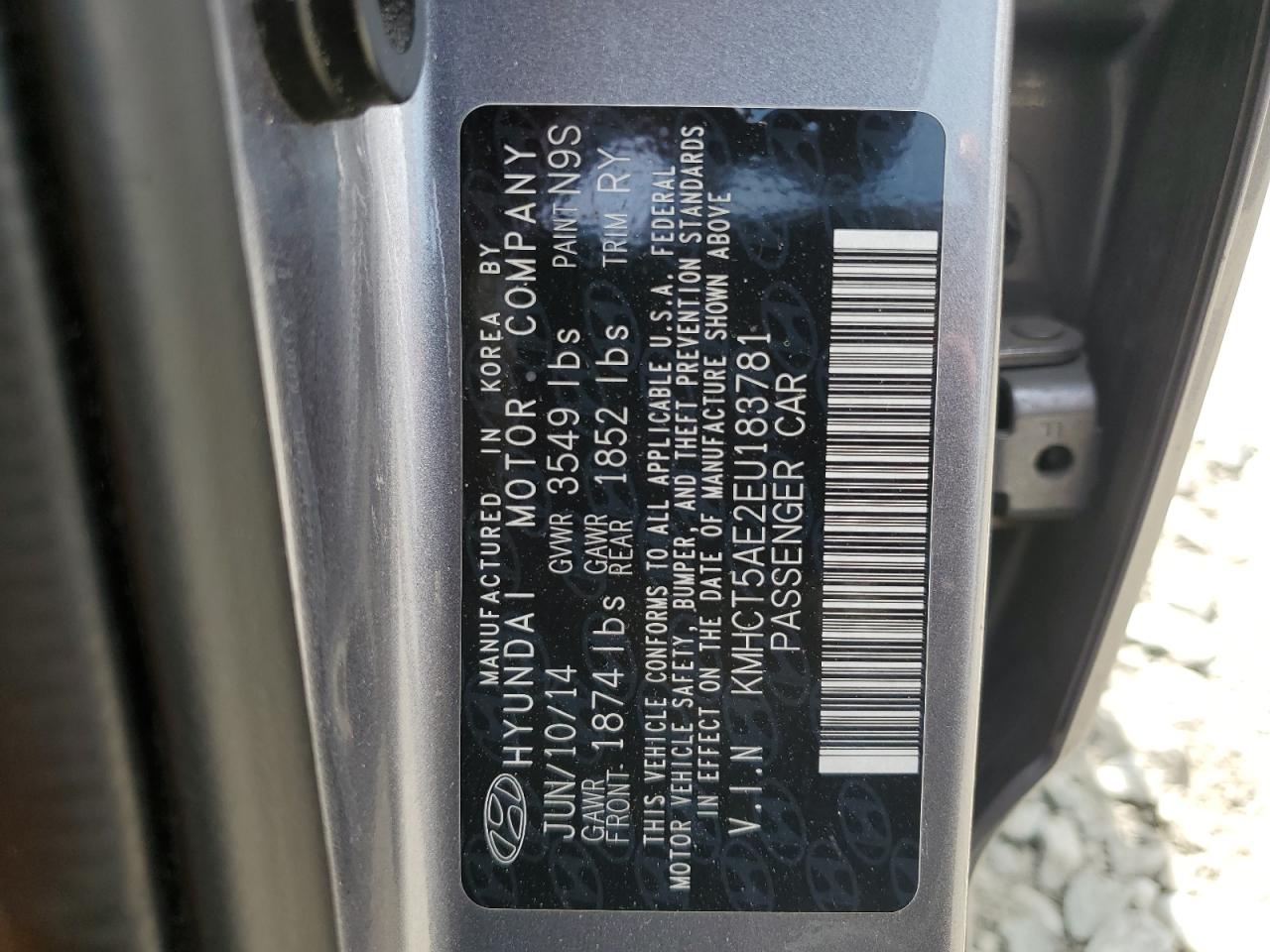 KMHCT5AE2EU183781 2014 Hyundai Accent Gls