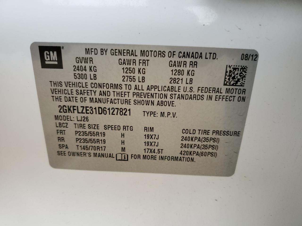 2GKFLZE31D6127821 2013 GMC Terrain Denali