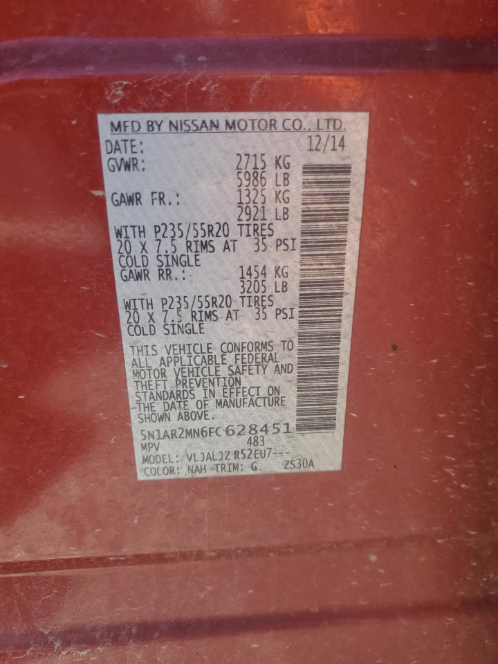 5N1AR2MN6FC628451 2015 Nissan Pathfinder S