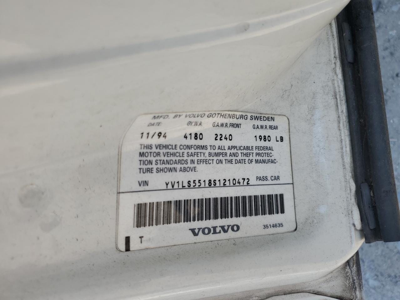 YV1LS5518S1210472 1995 Volvo 850 Base