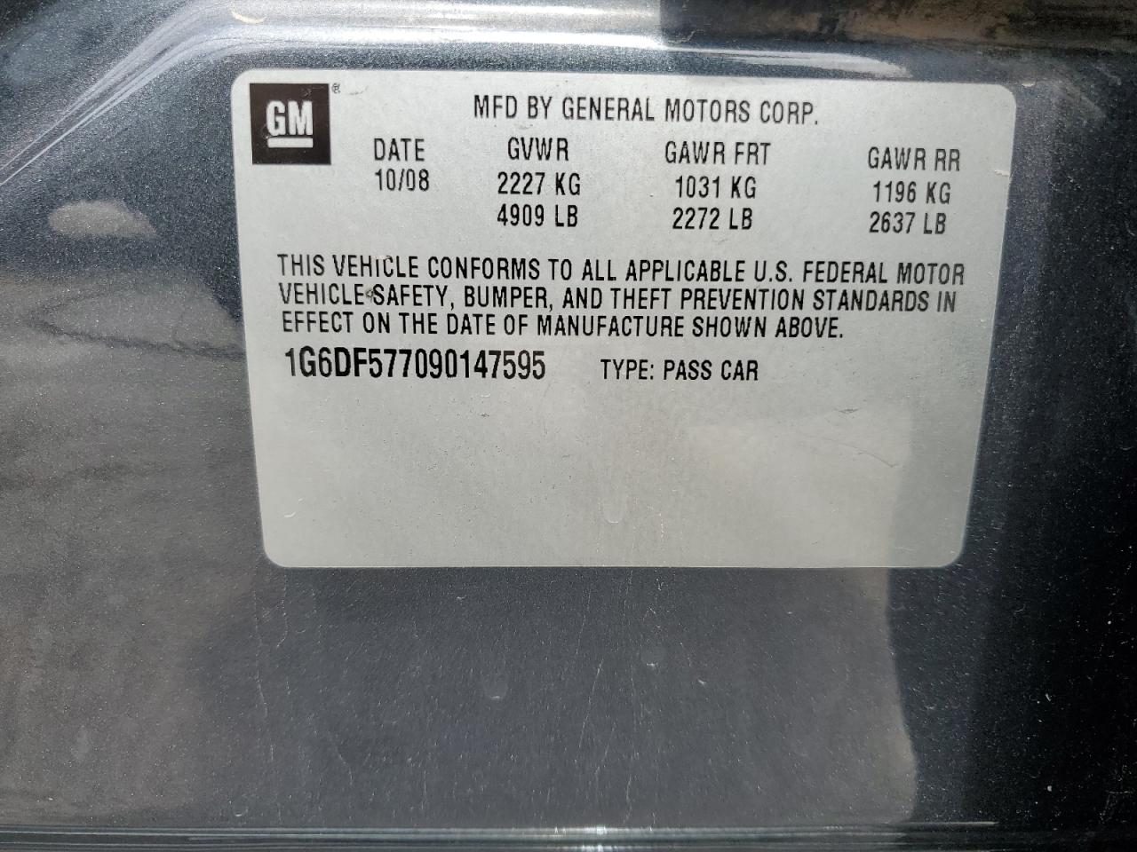 1G6DF577090147595 2009 Cadillac Cts