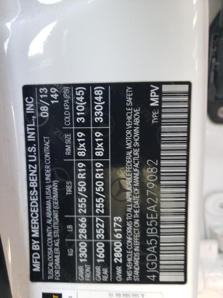 4JGDA5JB5EA279082 2014 Mercedes-Benz Ml 350