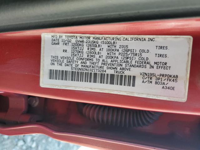 2003 Toyota Tacoma Double Cab Prerunner VIN: 5TEGN92N13Z173284 Lot: 58907944